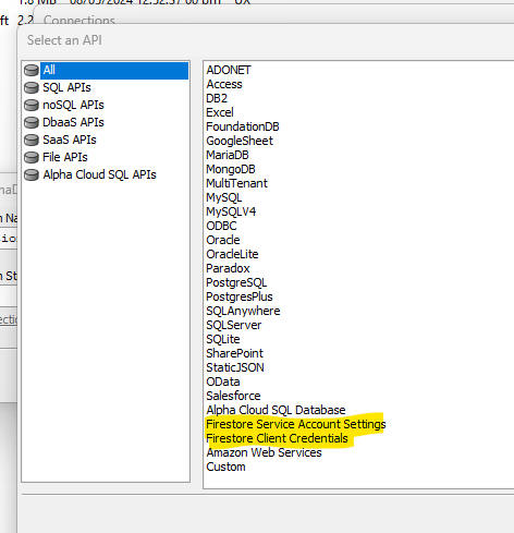 Connection string builder showing Service Account Settings or Client Credentials.